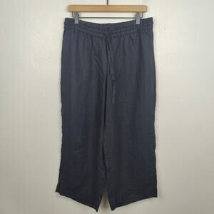 J Crew‎ Seaside Pants Womens Black 100% Linen Relaxed Beach Lightweight